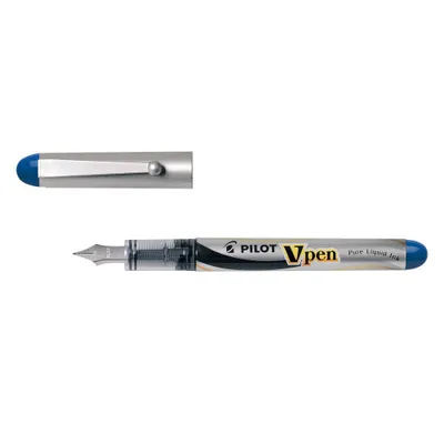 Produktbild von PILOT Füllhalter V Pen Silver Federbreite: 0,4 mm blau