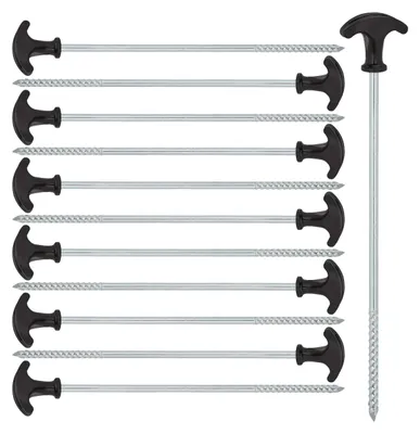 Produktbild von Relaxdays Schraubhering 12er Set Heringe mit Gewinde Stahl 31 cm schwarz