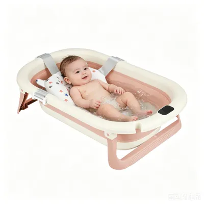 Produktbild von Faltbare XL Baby Badewanne,Reisebadewanne mit Rutschfestem Badekissen,Ergonomisches Design,Baby Bathtub Geburtsgeschenke Für Kleinkinder 72x45x17cm