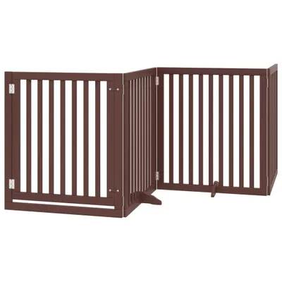 Obrázek produktu pro vidaXL 4dílná brána pro psy s dvířky skládací hnědá 320 cm topolové dřevo