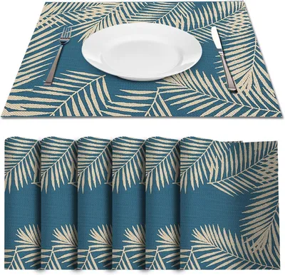 Produktbild von PVC-Tischsets, geflochten – 6er-Set – waschbar, hitzebeständig und rutschfest – für Küche, Restaurant und Esstisch – Grün