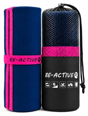 Produktbild von Mikrofaser Handtuch 180x100 cm Badetuch Strandtuch Mikrofaser Reisehandtuch Sporthandtuch marineblau-rosa