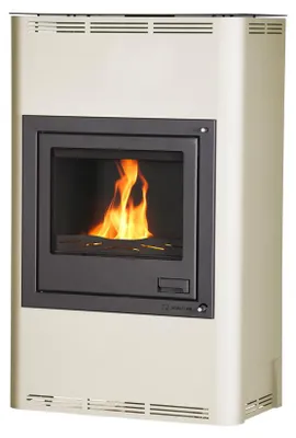 Image de HS FLAMINGO poêle-cheminée AQUAFLAM 25 avec échangeur de chaleur régulation automatique crème
