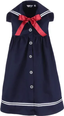 Produktbild von modAS Kinder Matrosenkleid ärmellos - Maritimes Kleid mit großem Kragen in Marine Größe 128