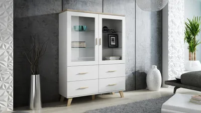 Newroom Vitrine 'Sonoma Eiche' – 146x137x41 Cm, Glasvitrine Mit Regal, Moderner Schrank