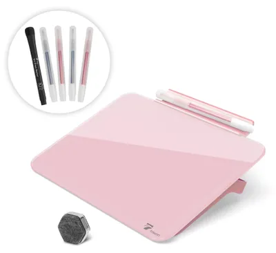 Produktbild von Mini-Glas-Whiteboard für den Schreibtisch mit Notizblock