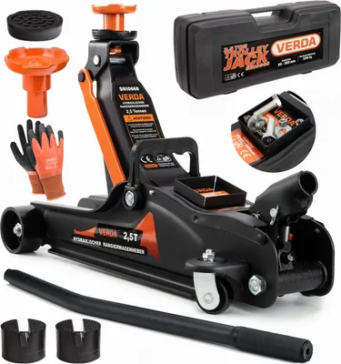 Produktbild von Wagenheber + 3X Gummi + Koffer + Inklusive Montagehandschuhe Rangierwagenheber 2,5T 85 - 365 mm Heber PKW SN10668