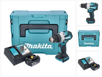 Zdjęcie produktu dla Makita DHP 489 RM1J akumulatorowa wiertarko-wkrętarka udarowa 18 V 73 Nm bezszczotkowa + 1x akumulator 4,0 Ah + ładowarka + Makpac