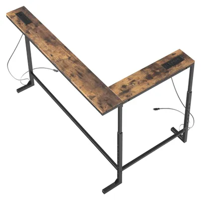 Image de Console vintage en bois, de couleur marron et noire