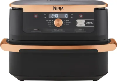 Produktbild von Ninja Foodi FlexDrawer AF500EUCP 7-in-1 Dual Zone Heißluftfritteuse, 10,4 L - Schwarz/Kupfer