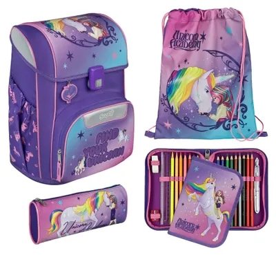 Produktbild von Scooli EasyStart Schulranzen-Set 5-teilig Unicorn Academy violett