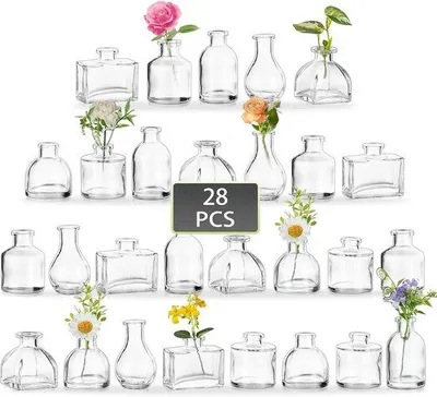 Produktbild von Famanu Glasvase für Blumen - 28 Stück Mini Vasen für Tischdekoration