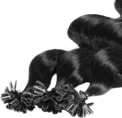 Produktbild von hair2heart Premium Extensions Echthaar Bondings Gewellt - 25 Strähnen 0.8g 50cm 2/0 schwarz