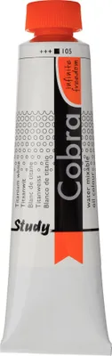 Obrázek produktu pro Cobra Study Olejová barva mísitelná s vodou v tubě 40 ml, titanově bílá 105