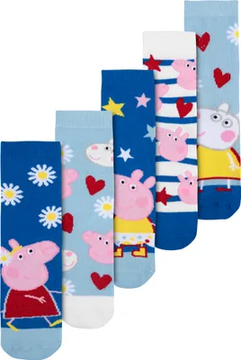 Produktbild von Peppa Wutz Socken für Mädchen - Kinder Sneaker Kindersocken Söckchen Blau (5er Pack), Größe:23-26