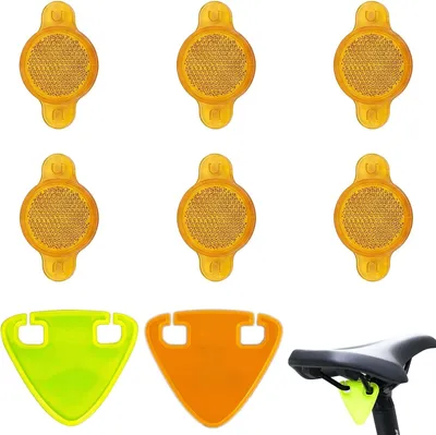 Produktbild von 8 Stück Katzenaugen-Reflektoren für Speichen, Warndreieck, hochsichtbare Reflektoren für Kinder- und Mountainbikes, gelb