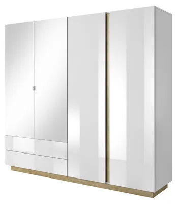 Immagine prodotto di Armadio, bianco + bianco lucido + rovere Grandson, 220 x 202,4 x 54 cm