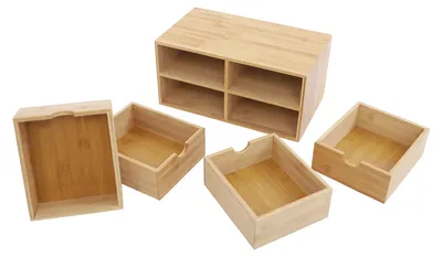Productafbeelding van Bureauorganizer, 4 lades, bamboe constructie, houtkleur