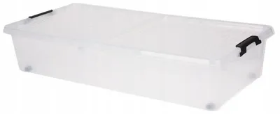 Produktbild von Transparente Kunststoff-Unterbettbox mit Rollen und Deckel, 77,5 x 37 x 16,5 cm
