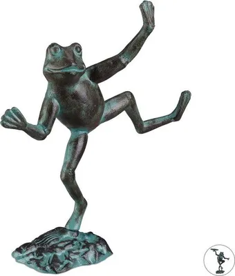 Produktbild von Famanu Gartenfigur Frosch - Größe L - Gusseisen - Innen & Außen - Grün