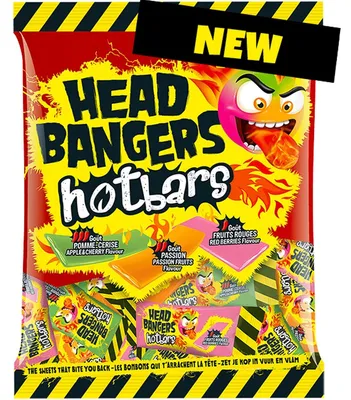 Obrázek produktu pro Head Bangers Hotbars Mix horkých žvýkacích bonbonů se 3 příchutěmi 180g