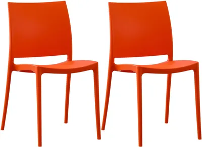 Produktbild von CLP 2er Set Gartenstühl Meton mit Lehne stapelbar wetterfest UV-beständig bis 150 kg orange