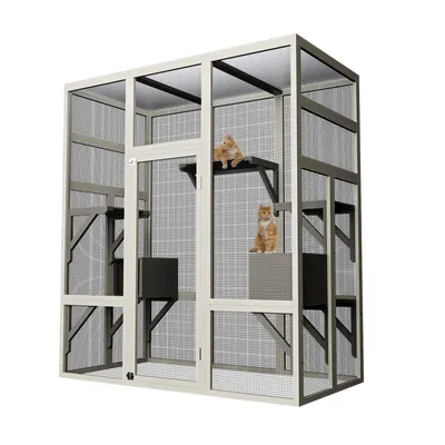 Produktbild von Großes Katzenfreigehege Für Draußen Katzengehege Aus Holz Für Die Terrasse Katzenhaus Mit Holzrahmen Und Rostbeständigem Stahlgitter