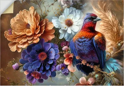 Produktbild von ARTland Wandbild, selbstklebend Blütenblätter und Federn Größe: 100x70 cm