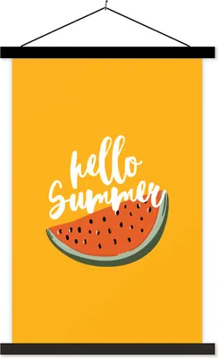 Produktbild von MuchoWow® Textilposter Wassermelone - Sommer - Weiß 60x90 cm mit schwarzem Rahmen - Poster Wohnzimmer