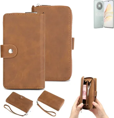Produktbild von K-S-Trade Handyhülle Schutzhülle kompatibel mit ZTE XiaoXian 50 & Portemonnee Tasche Handytasche Case Etui Geldbörse Wallet braun (1x)