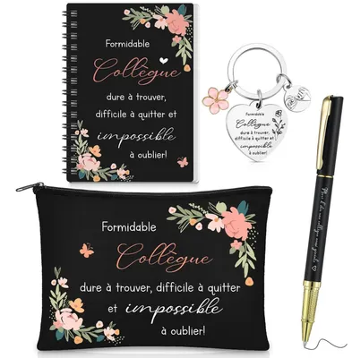 Productafbeelding van Cadeauset, 4-delig, voor collega: cosmetics tas, notitieboekje, balpen, sleutelhanger