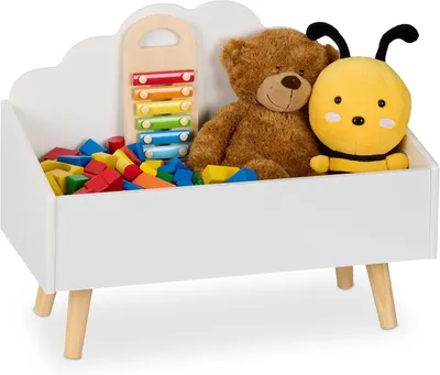 Zdjęcie produktu dla Pudełko na zabawki - prostokątne - 45 x 58 x 28 cm - MDF - Do przechowywania książek i zabawek - Pudełko bez pokrywy - Białe