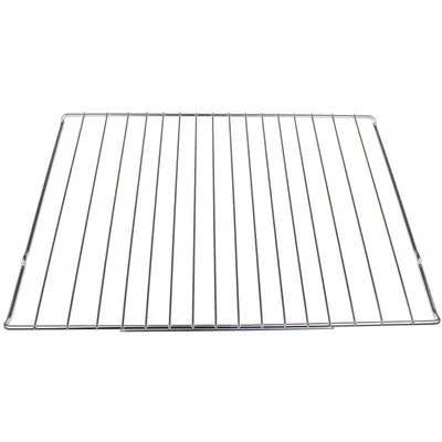 A metal grill rack for an oven, shown from a front-facing, slightly elevated angle against a white background.