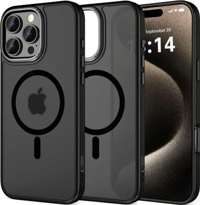 Image de Étui Tech-Protect MagEdge MagSafe pour iPhone 16 Pro - Noir semi-transparent