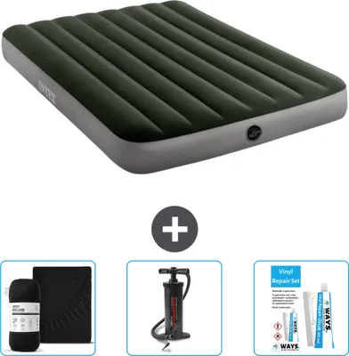 Produktbild von Intex Airbed – Doppelbett – 137 x 191 x 25 cm – Grün – Im Lieferumfang enthalten Spannbettuch - Pumpe en Reperaturset