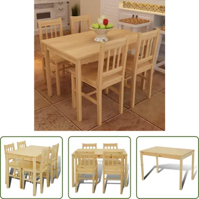Produktbild von Esstisch Holztisch mit 4 Holzstühlen Esszimmerset Essgruppe