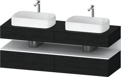 Produktbild von Duravit Qatego Konsolenwaschtischunterbau, 2 Auszüge, 2 Schubkästen, 2 Ausschnitte, 1600x550x600mm, Nische Weiß Matt, QA4779018160010