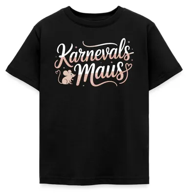 Produktbild von Spreadshirt Karnevalsmaus Karneval Outfit Süß Kinder T-Shirt, 98/104 (3-4 Jahre), Schwarz