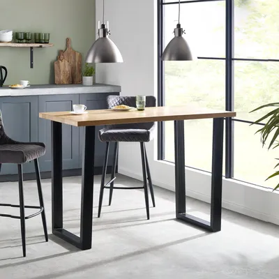 Bartafel Eichenholz Metallgestell 140x70x96 cm