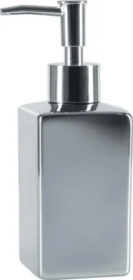 Produktbild von Spirella Seifenspender "Quadro" Porzellan Flüssigseifen-Spender 300ml Silber