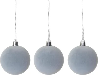 Produktbild von Riffelmacher Deko-Samtkugeln Ø 6 cm grau - 3 Stück