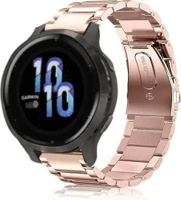 Produktbild von Strap-it Stahlarmband - Kompatibel mit Garmin Venu Armband 40mm - Gliederarmband Hochwertiger EdelstahlFaltschließe für Armband Rosa Gold18mm Smartwatch