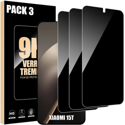 Image de 3 Verres Trempés Anti-Espion pour Xiaomi 15T - Protection d'écran Anti-Rayures 9H