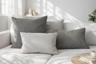 Produktbild von Amilian Dekokissen 4er Set mit Füllung, Cord-Optik, 40x40 & 35x45 cm - Nachtnebel/Nebelklang
