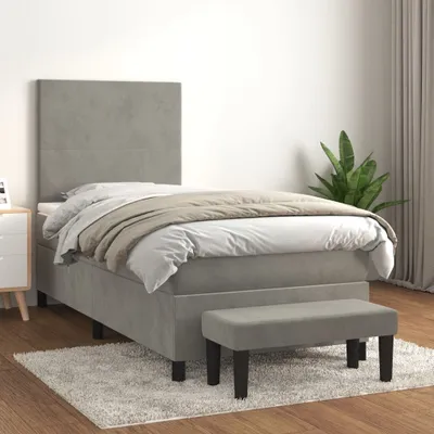 Produktbild von Maison Exclusive - Boxspringbett mit Matratze Hellgrau 80x200 cm Samt