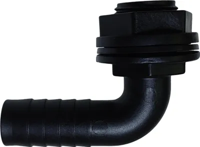 Produktbild von Regenfass Überlauftülle abgewinkelt inkl. Mutter & Dichtung 3/4" Gewinde x 3/4" Schlauchanschluss
