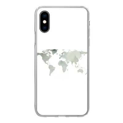 Produktbild von MuchoWow® Handyhülle Schutzhülle Hülle für iPhone X Weltkarte - Grün - Grau Silikon Softcase Handy Hülle - Handyhülle