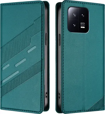 Image de Etui pour Xiaomi 13, étui portefeuille en cuirPolyuréthaneavec fente pour cartes et fonction stand Grün