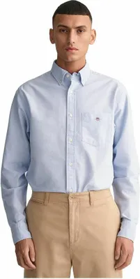Image de Gant Chemise de loisirs Regular Fit bleu clair uni avec poche poitrine