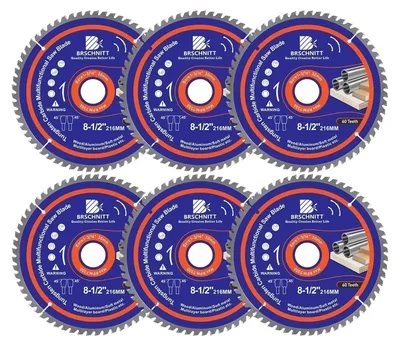 Zdjęcie produktu dla Piła tarczowa o wymiarach 216x30 mm, 60 zębów, do cięcia drewna, metalu i aluminium, zestaw 6 sztuk